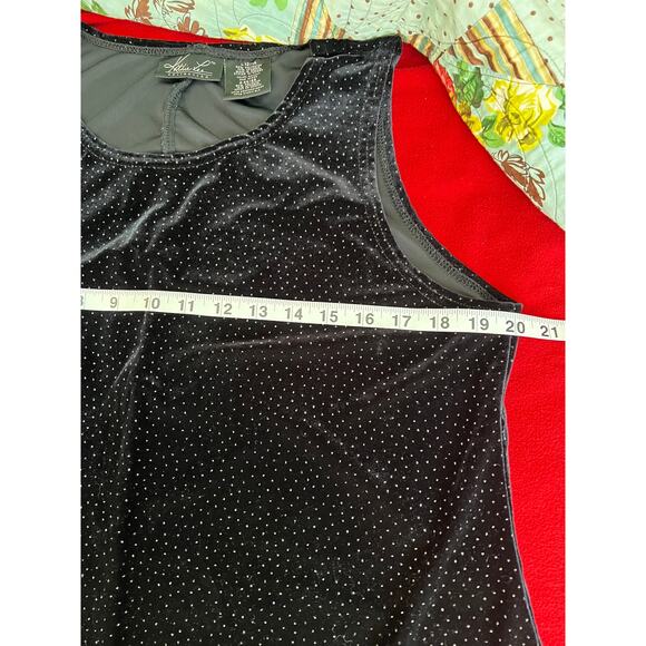 Vintage Kathie Lee 90s Goth Black velvet sparkle mini holiday party dress large - Picture 5 of 8